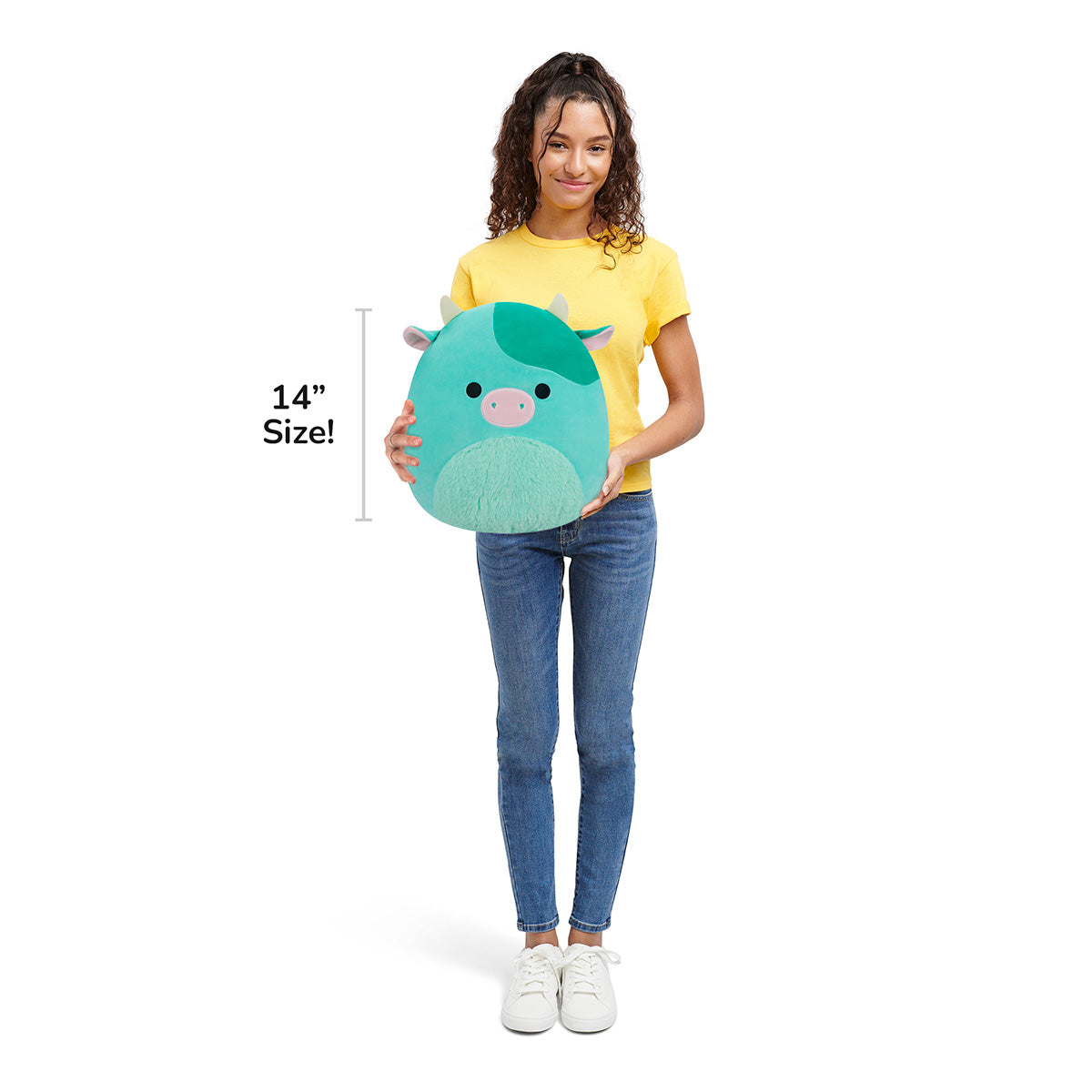 Squishmallows 14" Seamus the Green Cow with Fuzzy Belly | Jazwares