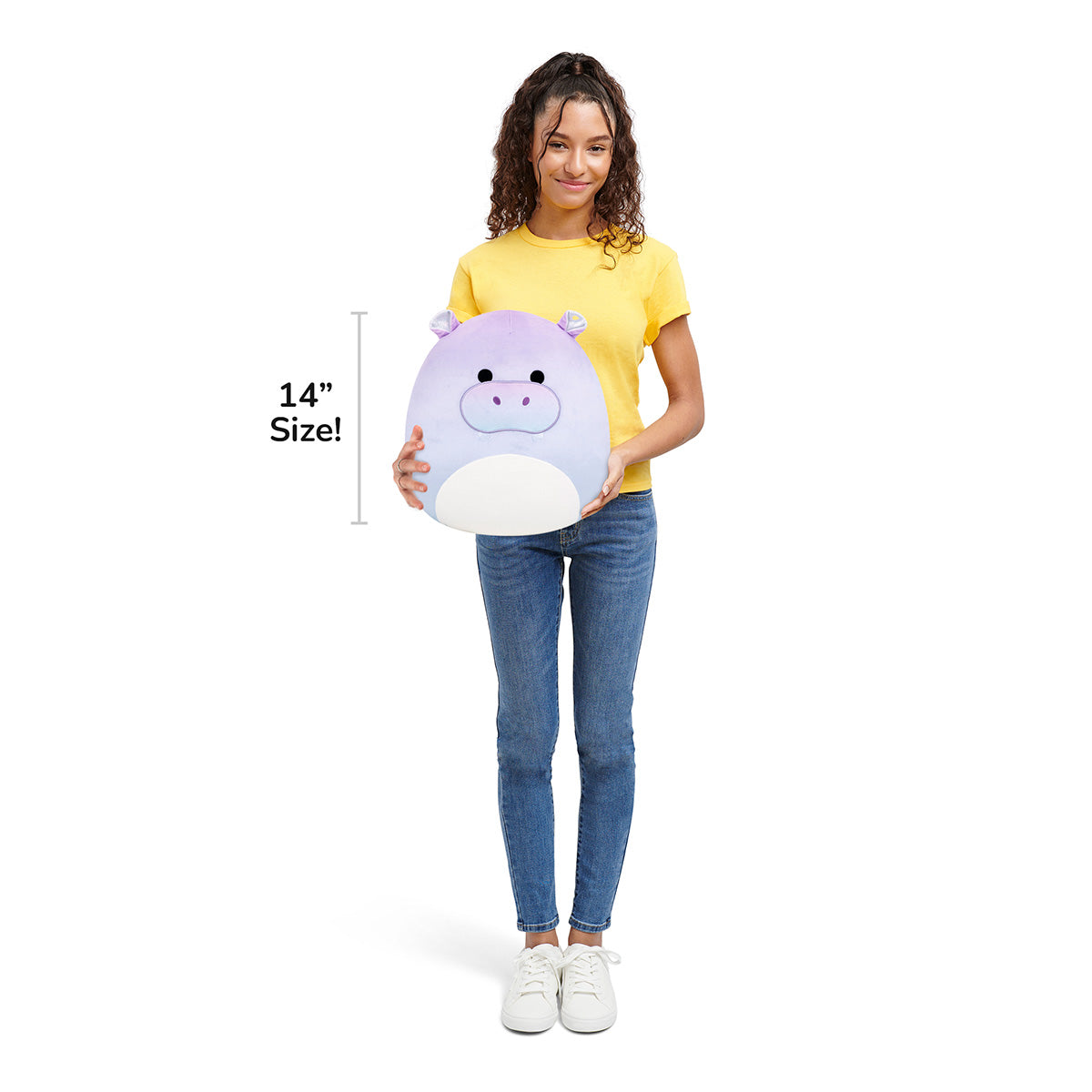 Squishmallows 14" Benedict the Purple Gradient Hippo with Sparkly Ears | Jazwares