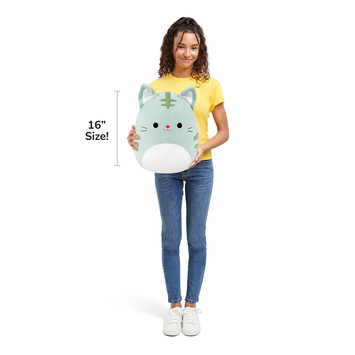 Squishmallows 16" Chase the Green Tabby Cat | Jazwares