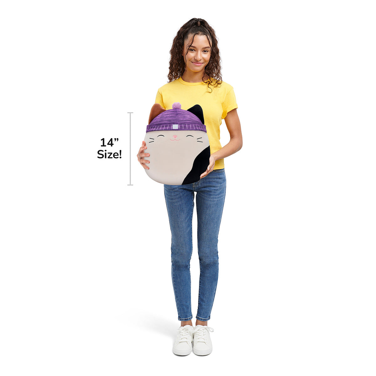Squishmallows 14" Cam Calico Cat with Purple Hat | Jazwares