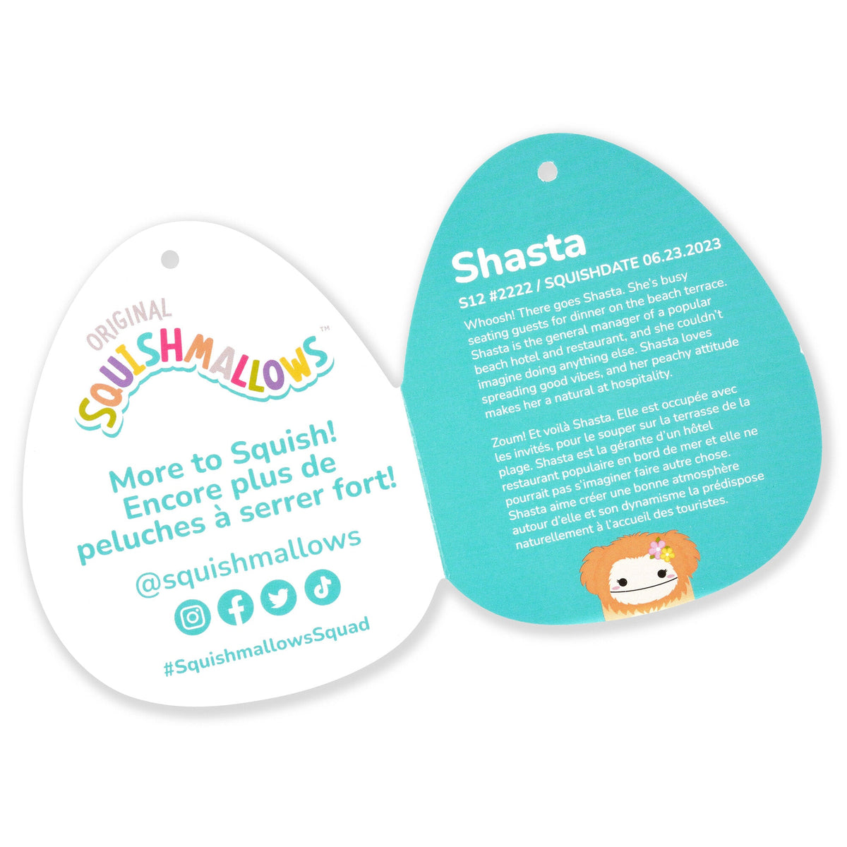 Squishmallows 12" Shasta the Peach Bigfoot with Tropical Flower | Jazwares