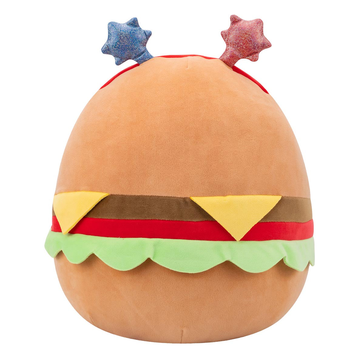 Squishmallows 14" Carl the Cheeseburger with Red and Blue Star Headband | Jazwares