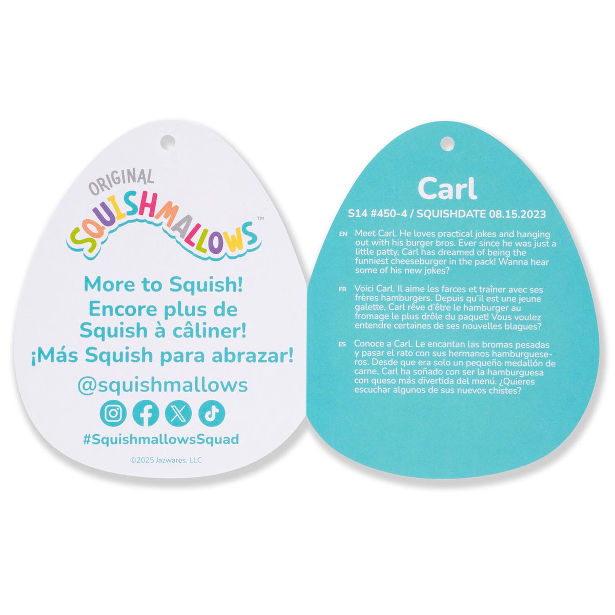 Squishmallows 14" Carl the Cheeseburger with Red and Blue Star Headband | Jazwares