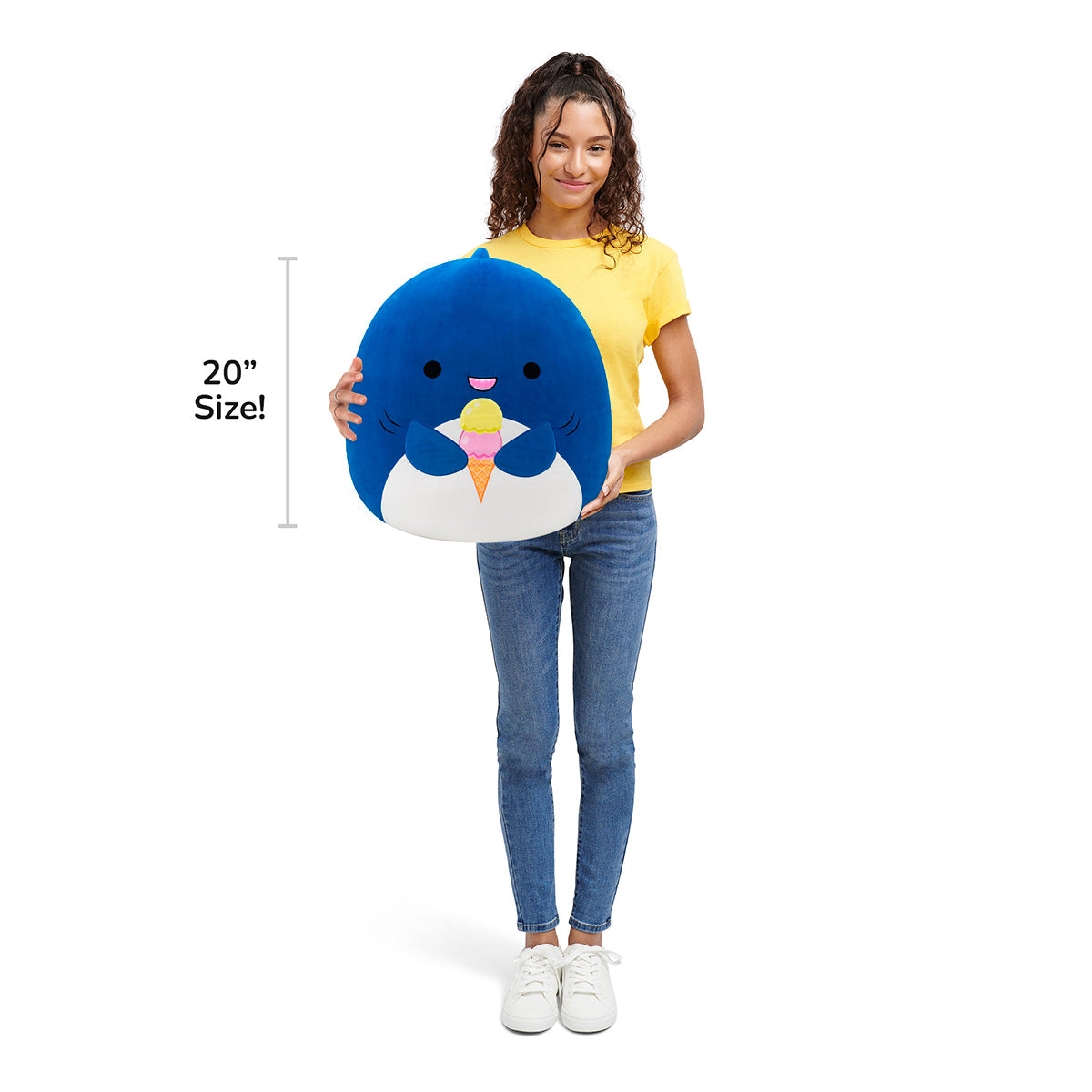 Squishmallows 20" Mav the Blue Shark Holding Ice Cream | Jazwares