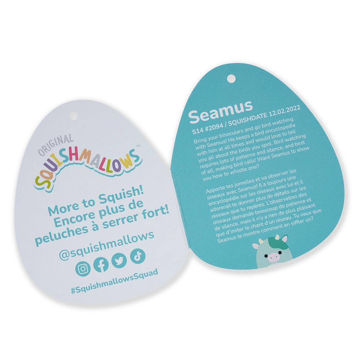 Squishmallows 14" Seamus the Green Cow with Fuzzy Belly | Jazwares
