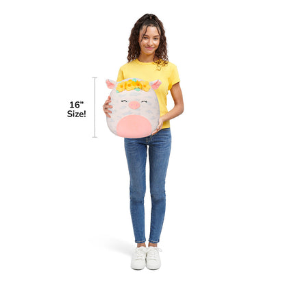 Squishmallows 16" Rosie the Spotted Pig with Yellow Flower Crown | Jazwares