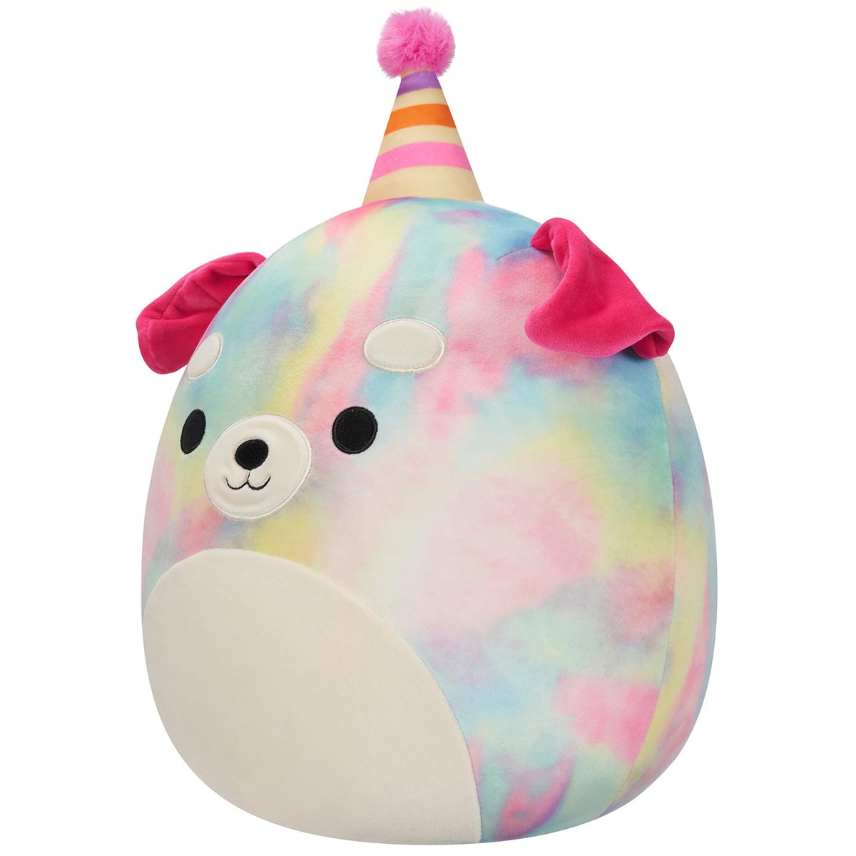 Squishmallows 12" Delenne the Rainbow Tie-Dye Dog With Party Hat | Jazwares