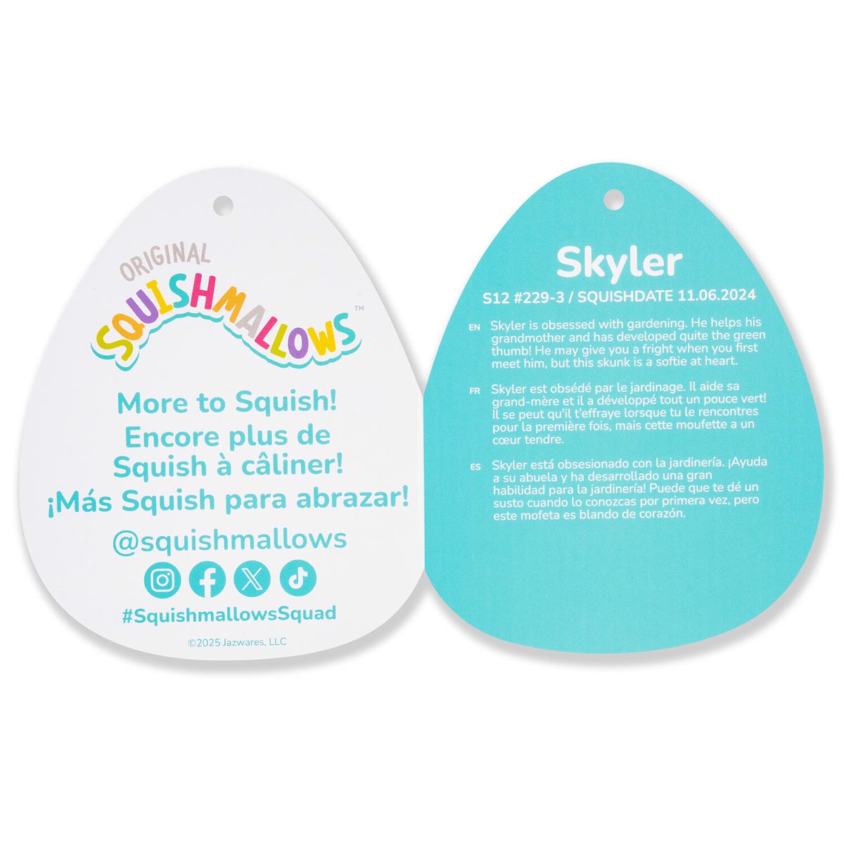 Squishmallows 12" Skyler the Black and White Skunk Bat | Jazwares