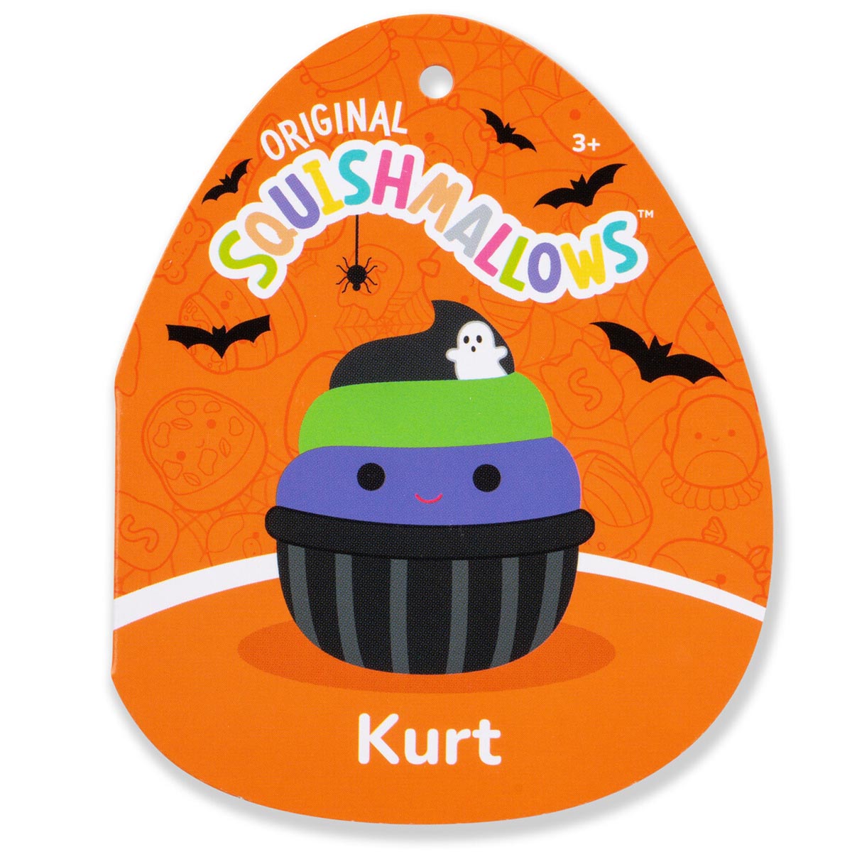 Squishmallows 12" Kurt the Black Cupcake With Green and Purple Frosting | Jazwares