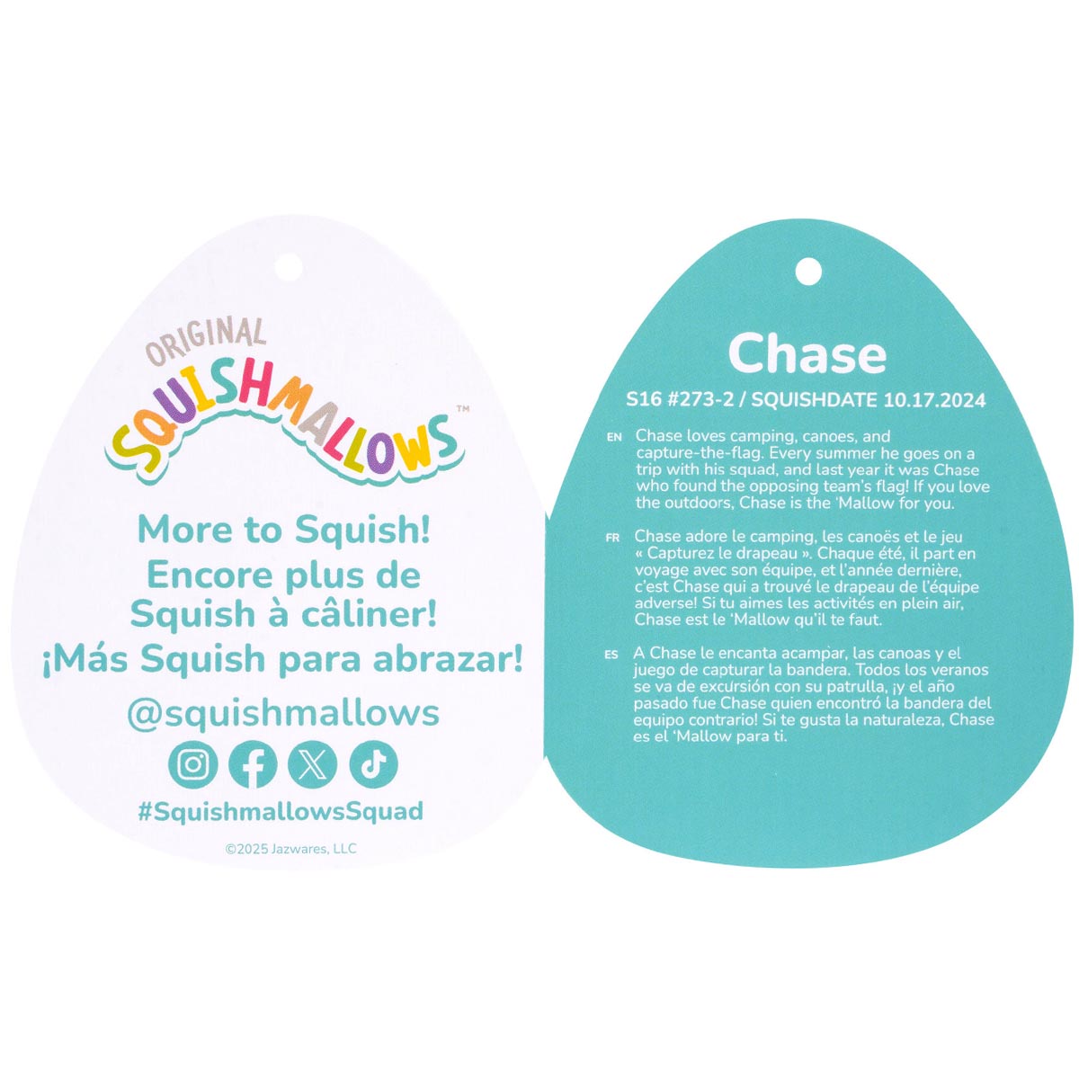 Squishmallows 16" Chase the Green Tabby Cat | Jazwares