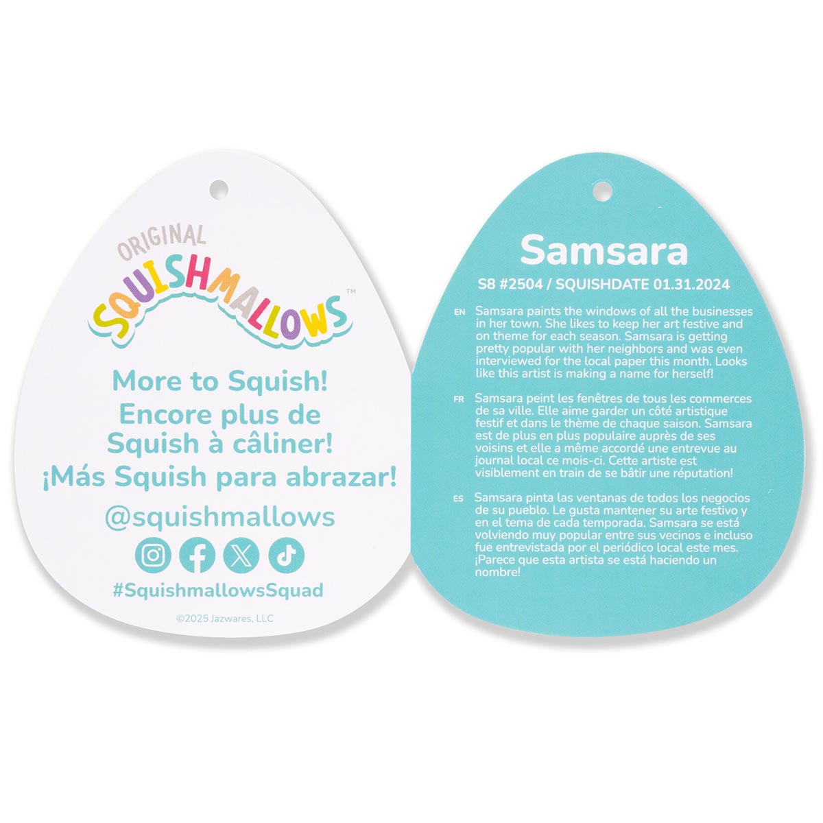 Squishmallows 8" Samsara the Teal Chipmunk with Choker | Jazwares