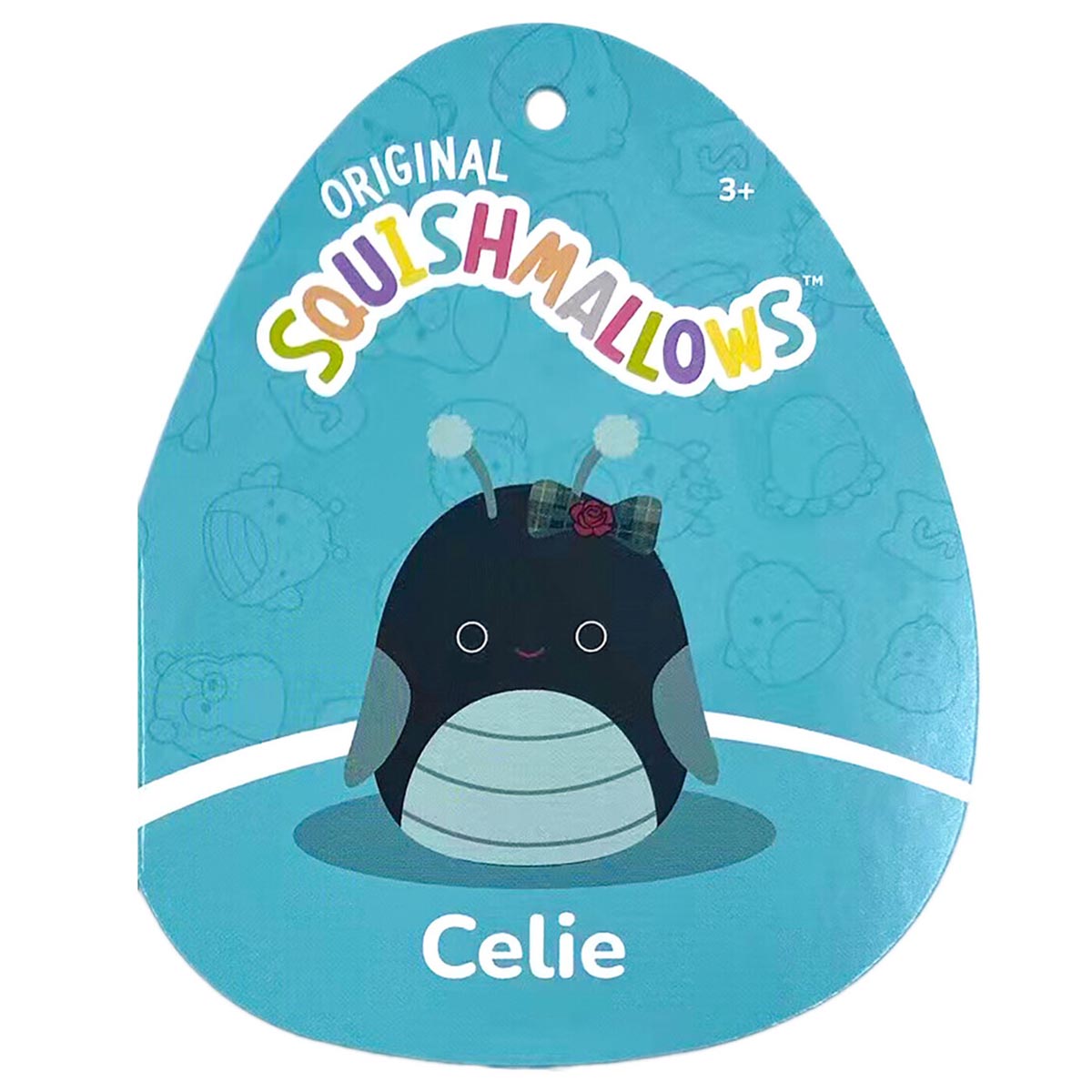 Squishmallows 14" Celie the Teal and Black Grasshopper with Bow | Jazwares
