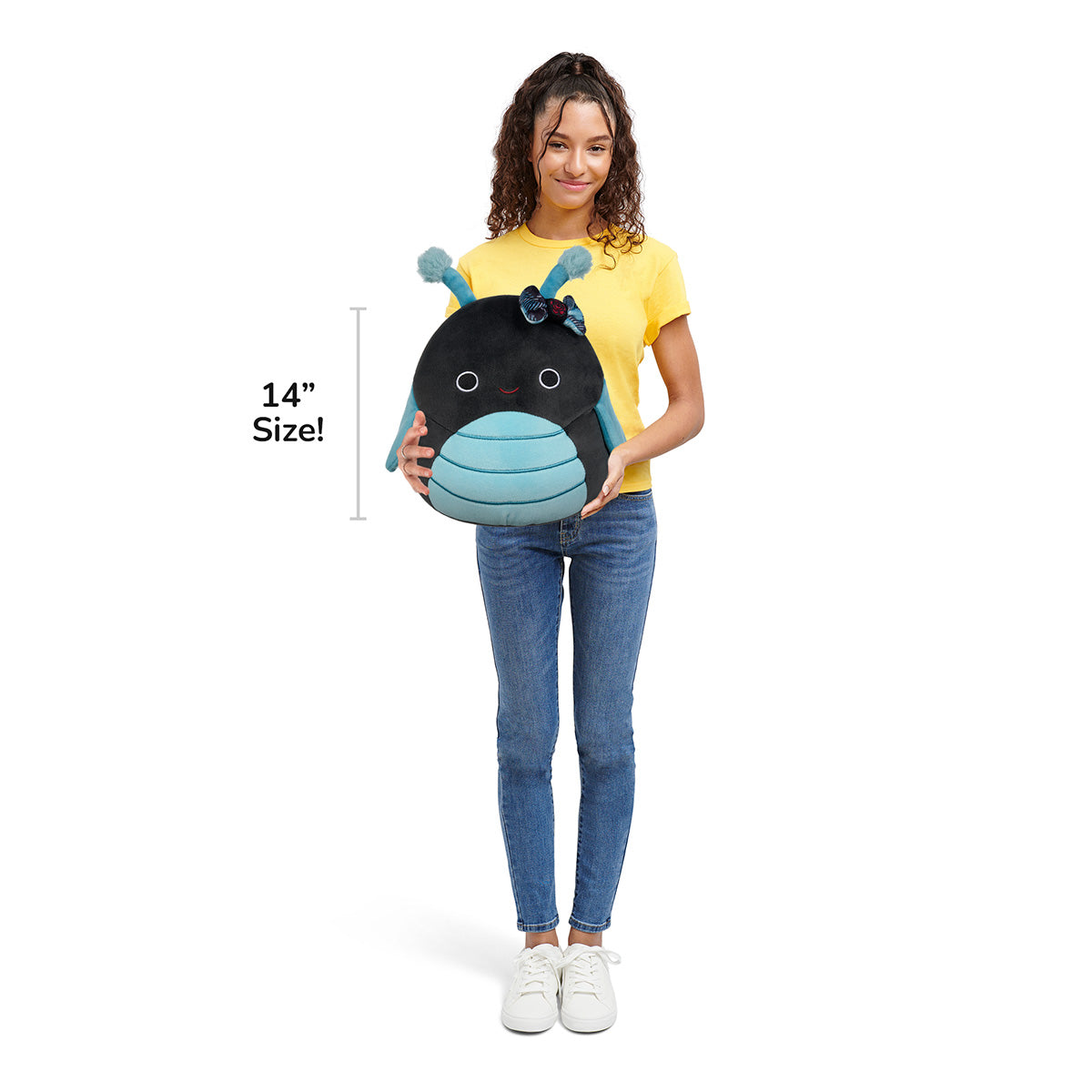 Squishmallows 14" Celie the Teal and Black Grasshopper with Bow | Jazwares