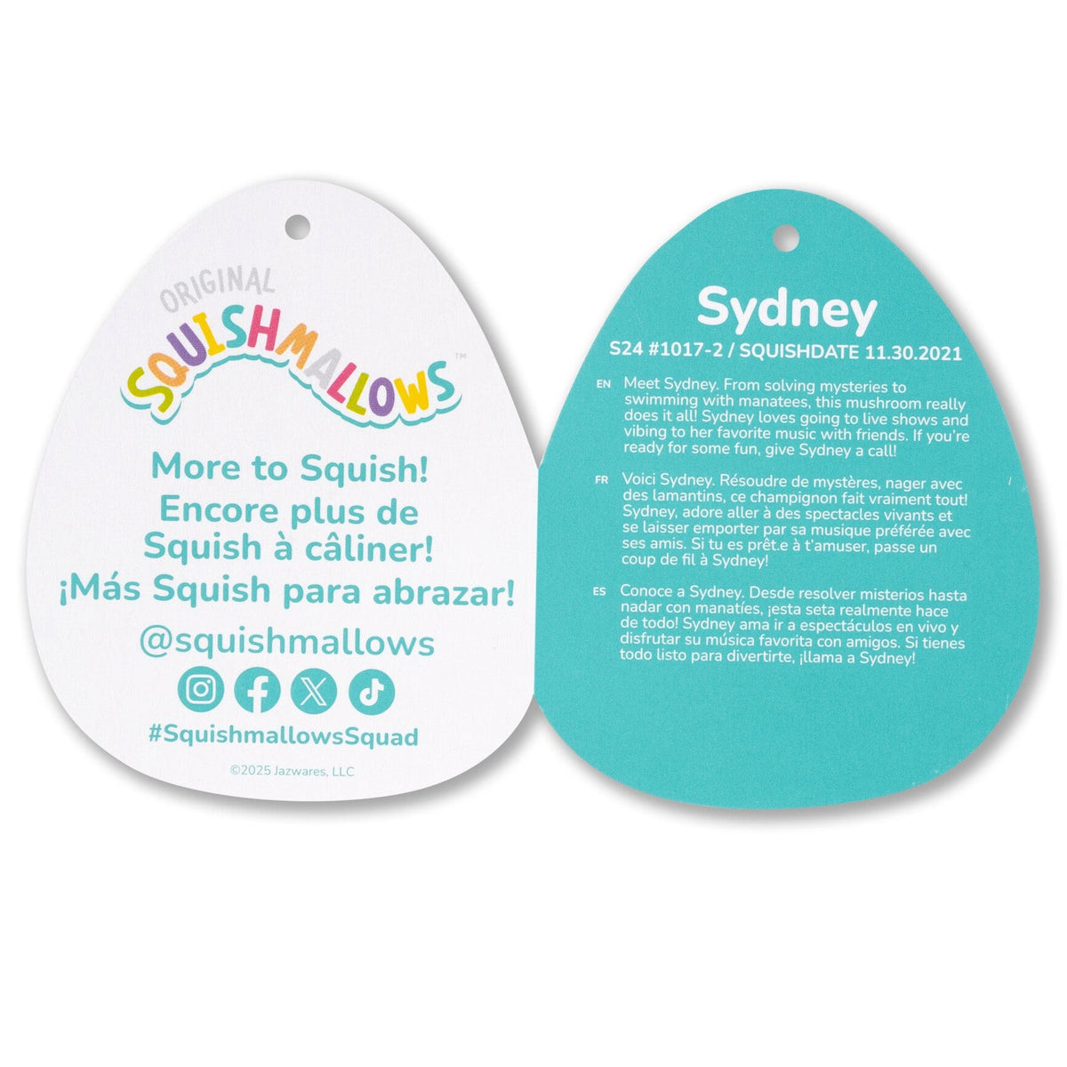 Squishmallows 24" Sydney the Teal Spotted Mushroom | Jazwares