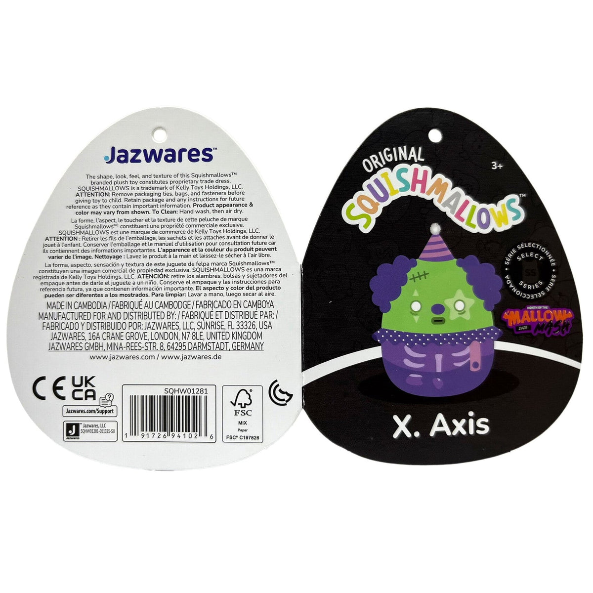 Squishmallows 12" Select Series X. Axis the Zombie Clown | Jazwares