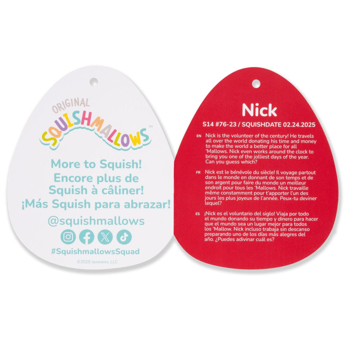 Squishmallows 14" Nick the Santa Claus in Red Hawaiian Shirt | Jazwares