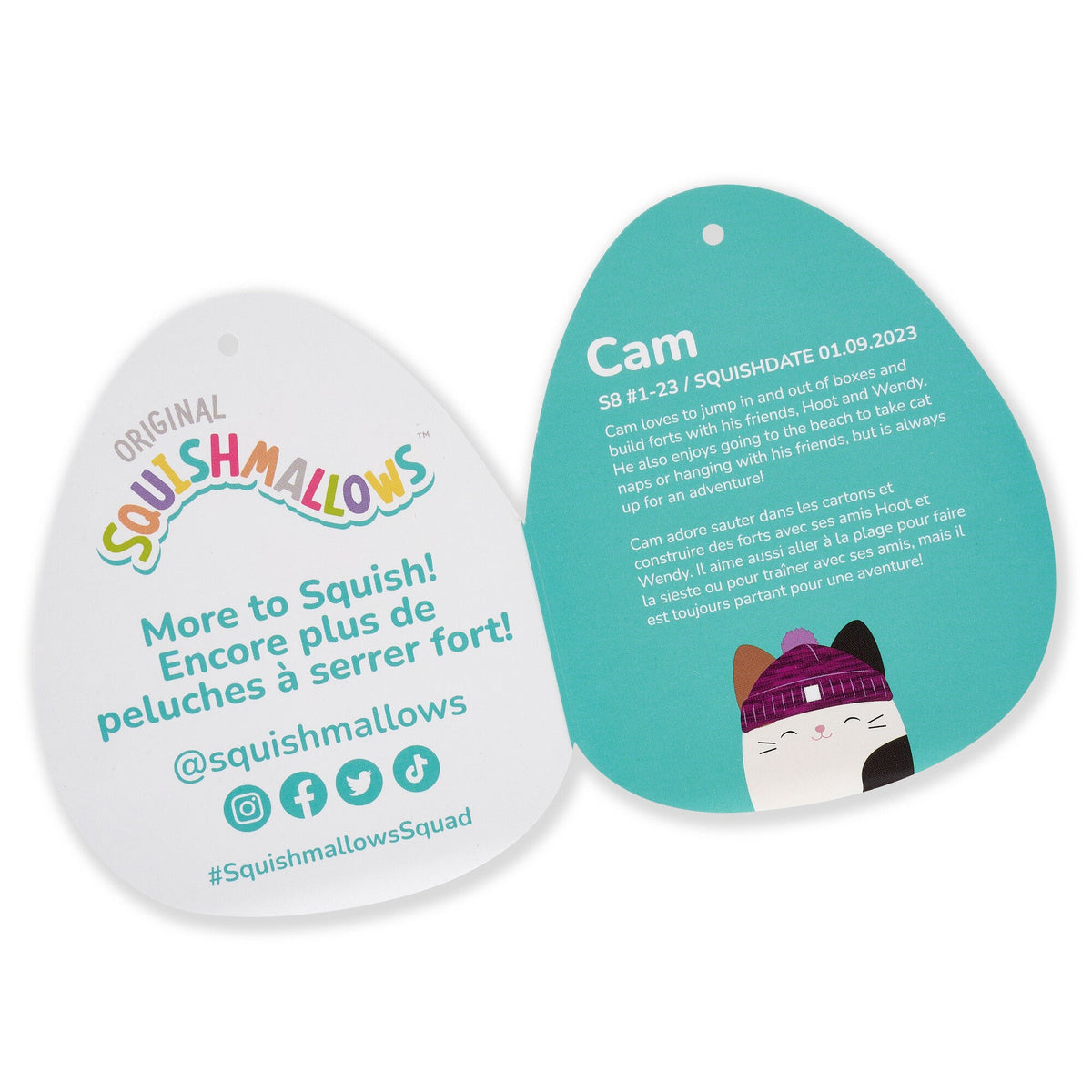 Squishmallows 14" Cam Calico Cat with Purple Hat | Jazwares