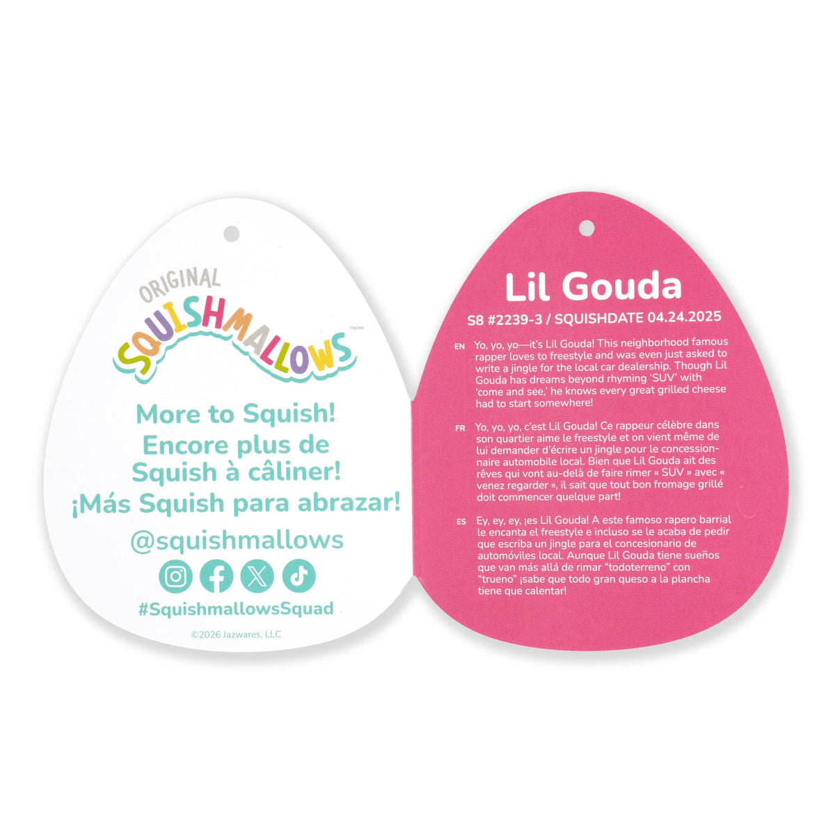 Squishmallows 8" Lil Gouda the Grilled Cheese with Heart Headband | Jazwares