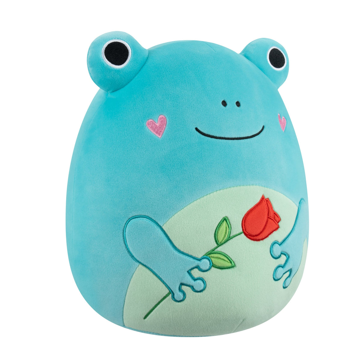 Squishmallows 12" Ludwig the Teal Frog Holding Rose | Jazwares