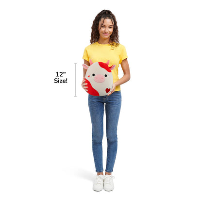 Squishmallows 12" Idris the Red and Off-White Cow | Jazwares