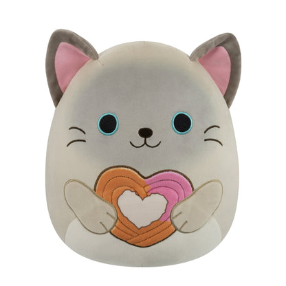 Squishmallows 12" Felton the Siamese Cat Holding Heart Churro | Jazwares