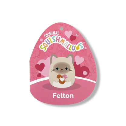 Squishmallows 12" Felton the Siamese Cat Holding Heart Churro | Jazwares