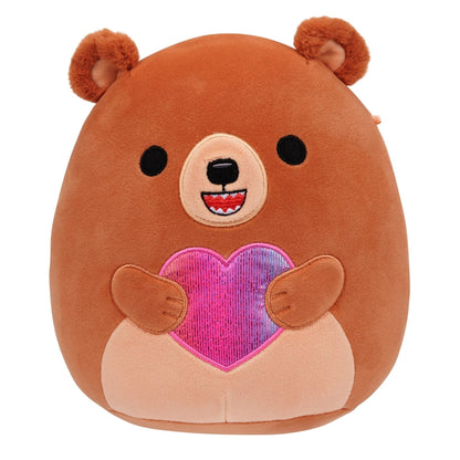Squishmallows 8" Stokely the Brown Kodiak Bear Holding a Heart | Jazwares