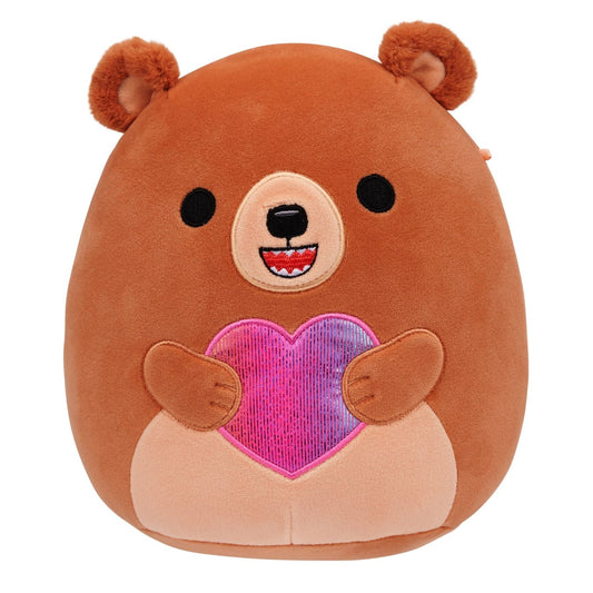 Squishmallows 8" Stokely the Brown Kodiak Bear Holding a Heart | Jazwares