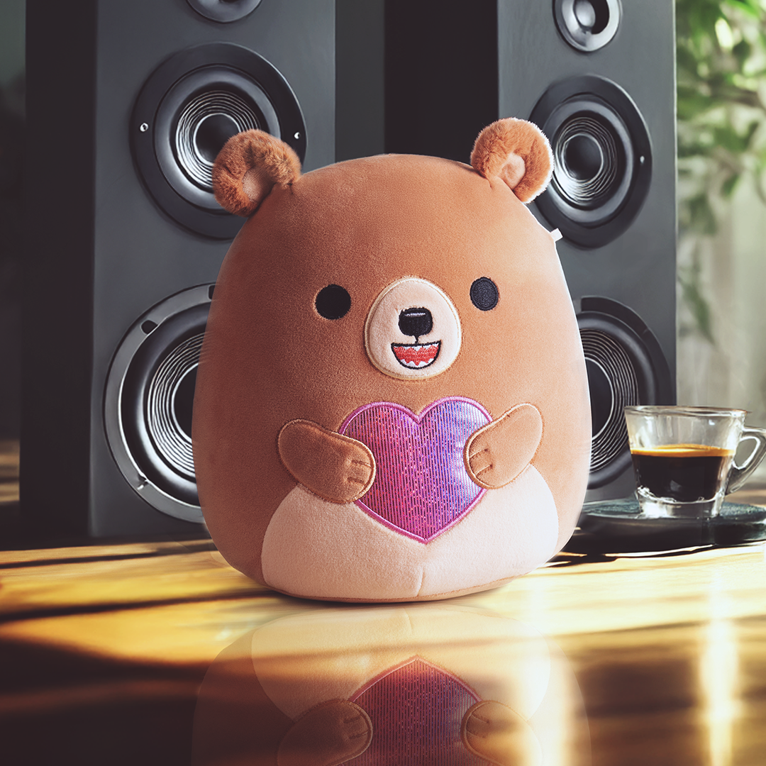 Squishmallows 8" Stokely the Brown Kodiak Bear Holding a Heart | Jazwares