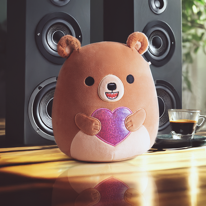 Squishmallows 8" Stokely the Brown Kodiak Bear Holding a Heart | Jazwares