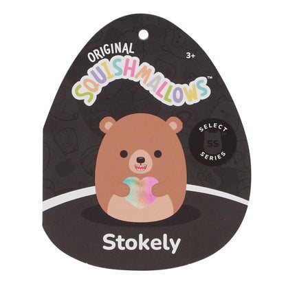 Squishmallows 8" Stokely the Brown Kodiak Bear Holding a Heart | Jazwares