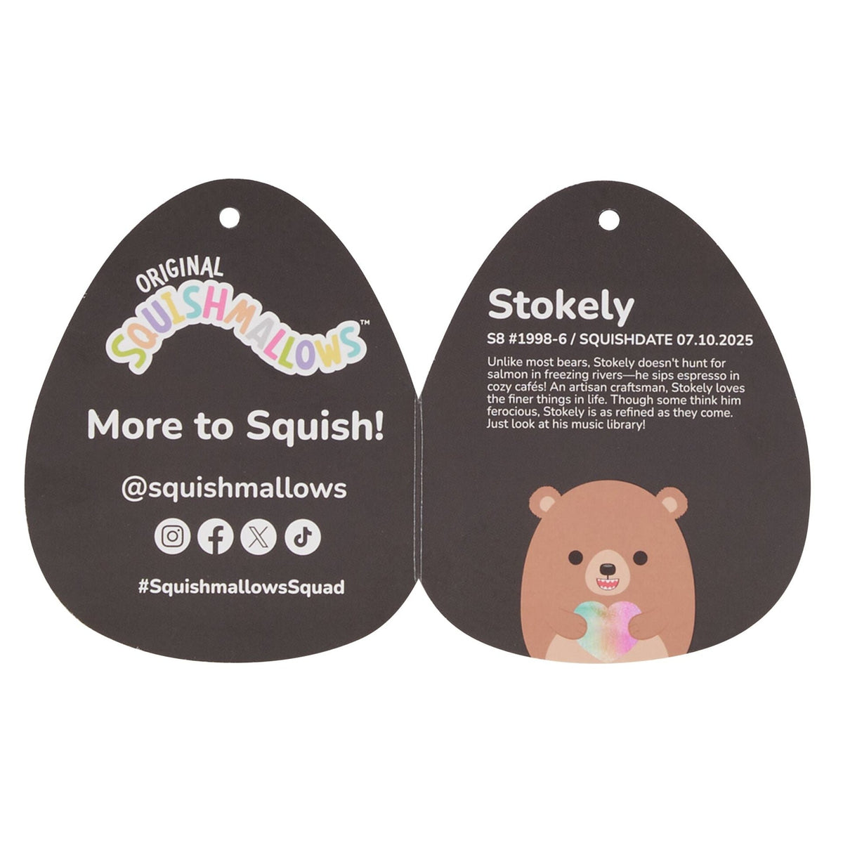 Squishmallows 8" Stokely the Brown Kodiak Bear Holding a Heart | Jazwares
