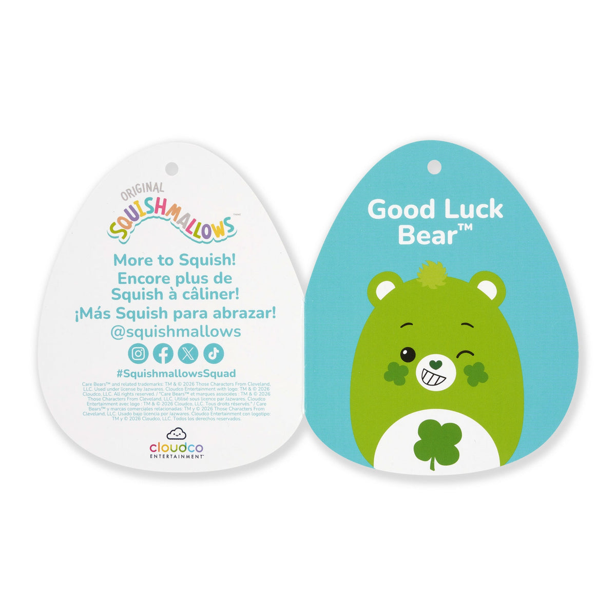 Squishmallows Care Bears 12" Good Luck Bear | Jazwares