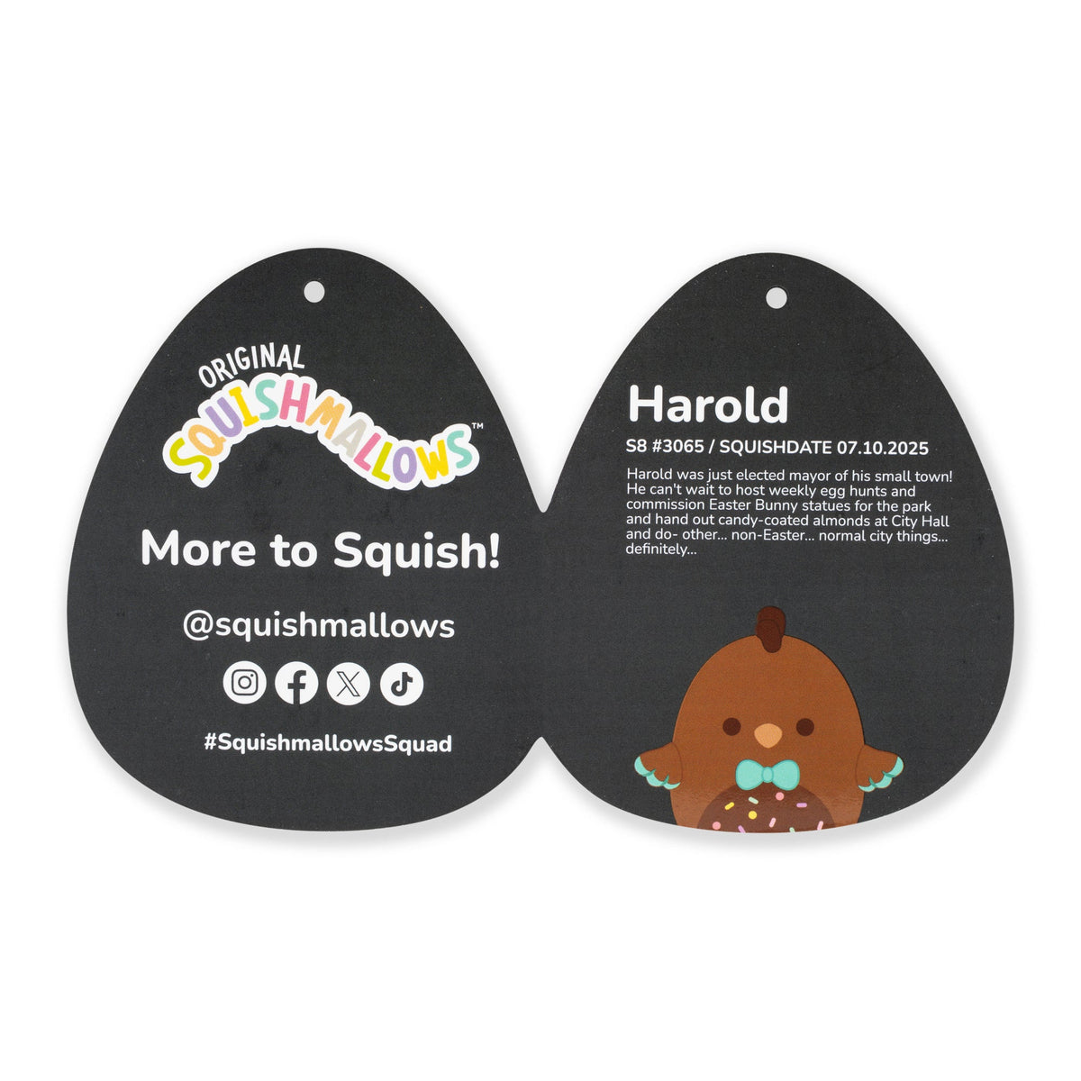 Squishmallows 8" Harold the Chocolate Chick with Bowtie | Jazwares