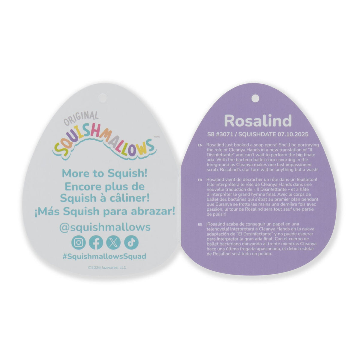 Squishmallows 8" Rosalind the Pink and Periwinkle Dutch Rabbit | Jazwares
