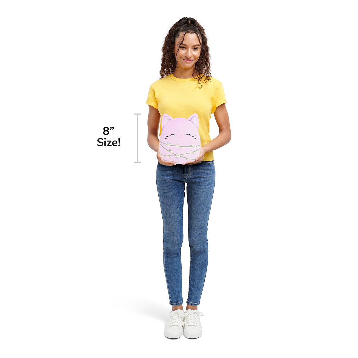 Squishmallows 8" Mak the Lavender Cat Wrapped with Flower Stems | Jazwares