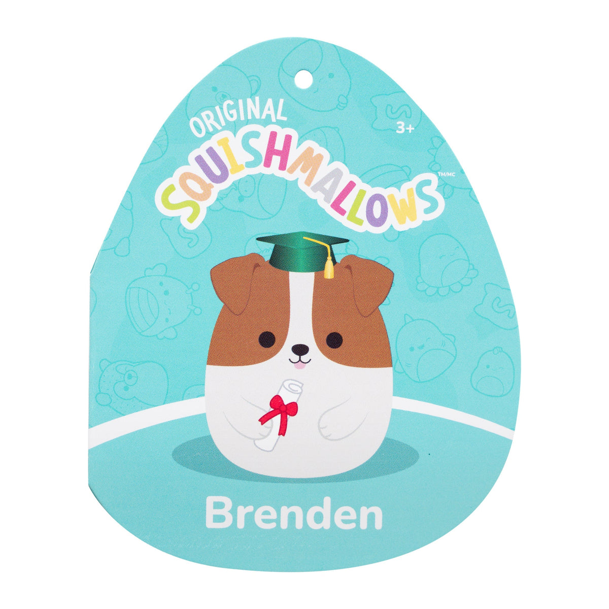 Squishmallows 12" Brenden the Jack Russell Terrier with Green Graduation | Jazwares