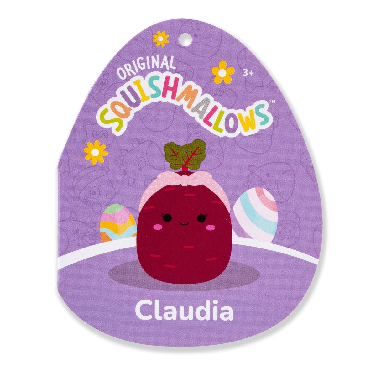 Squishmallows Claudia the Purple Beet with Pink Headband| Jazwares