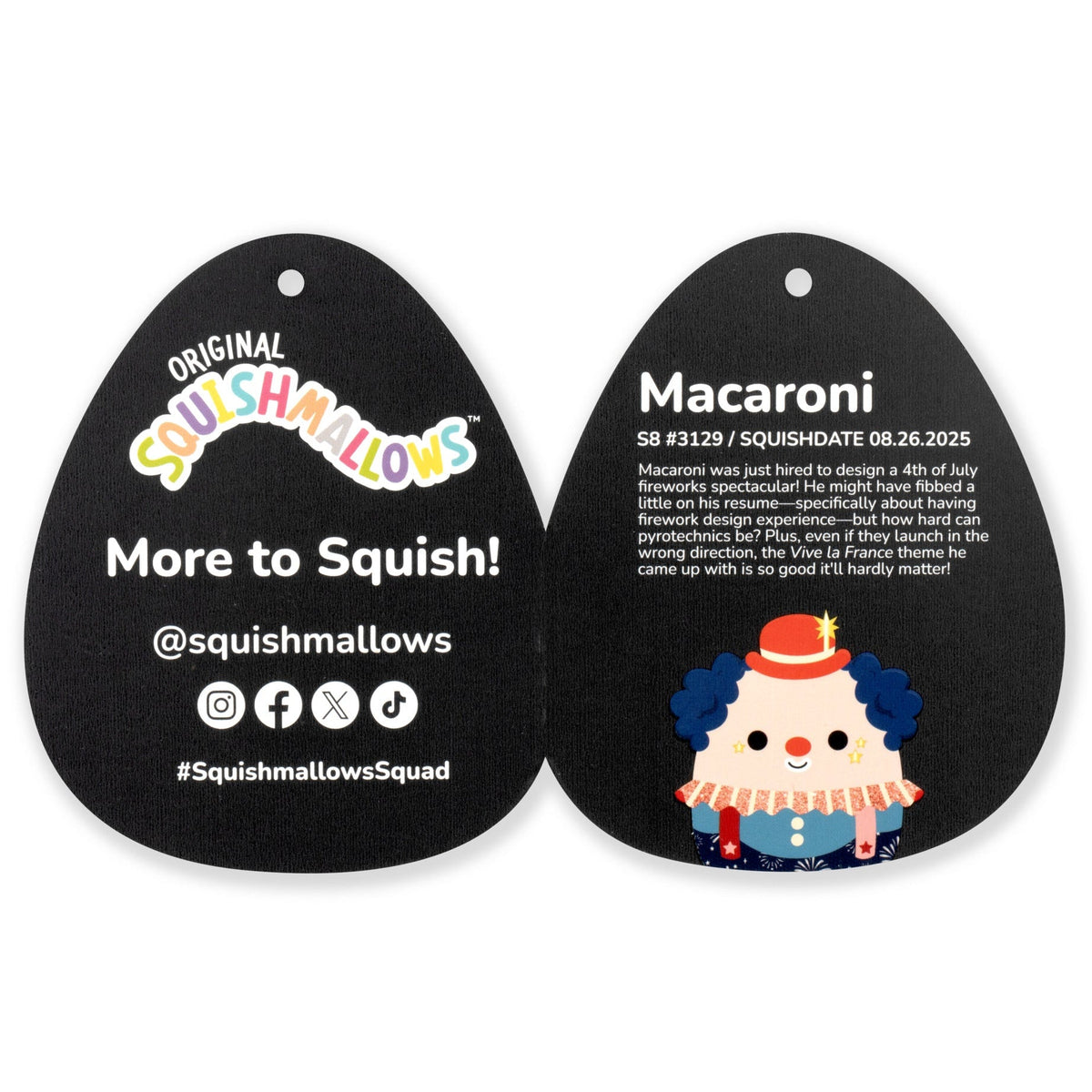 Squishmallows 8" Select Series Macaroni the Firework Clown | Jazwares