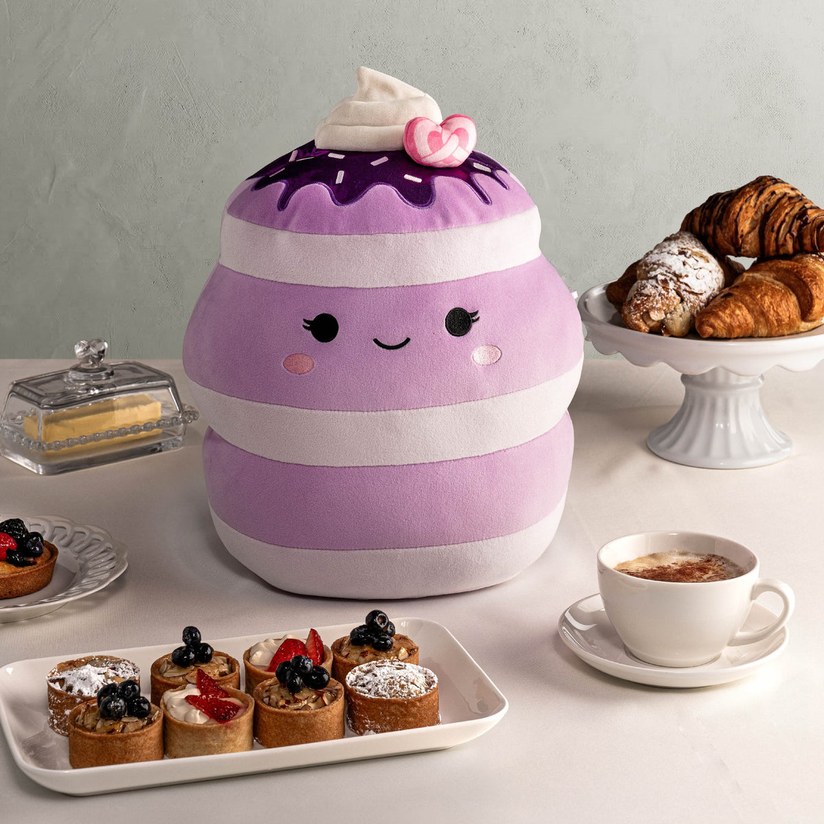 Squishmallows 12" Una the Ube Pancakes with Pink Pretzel | Jazwares