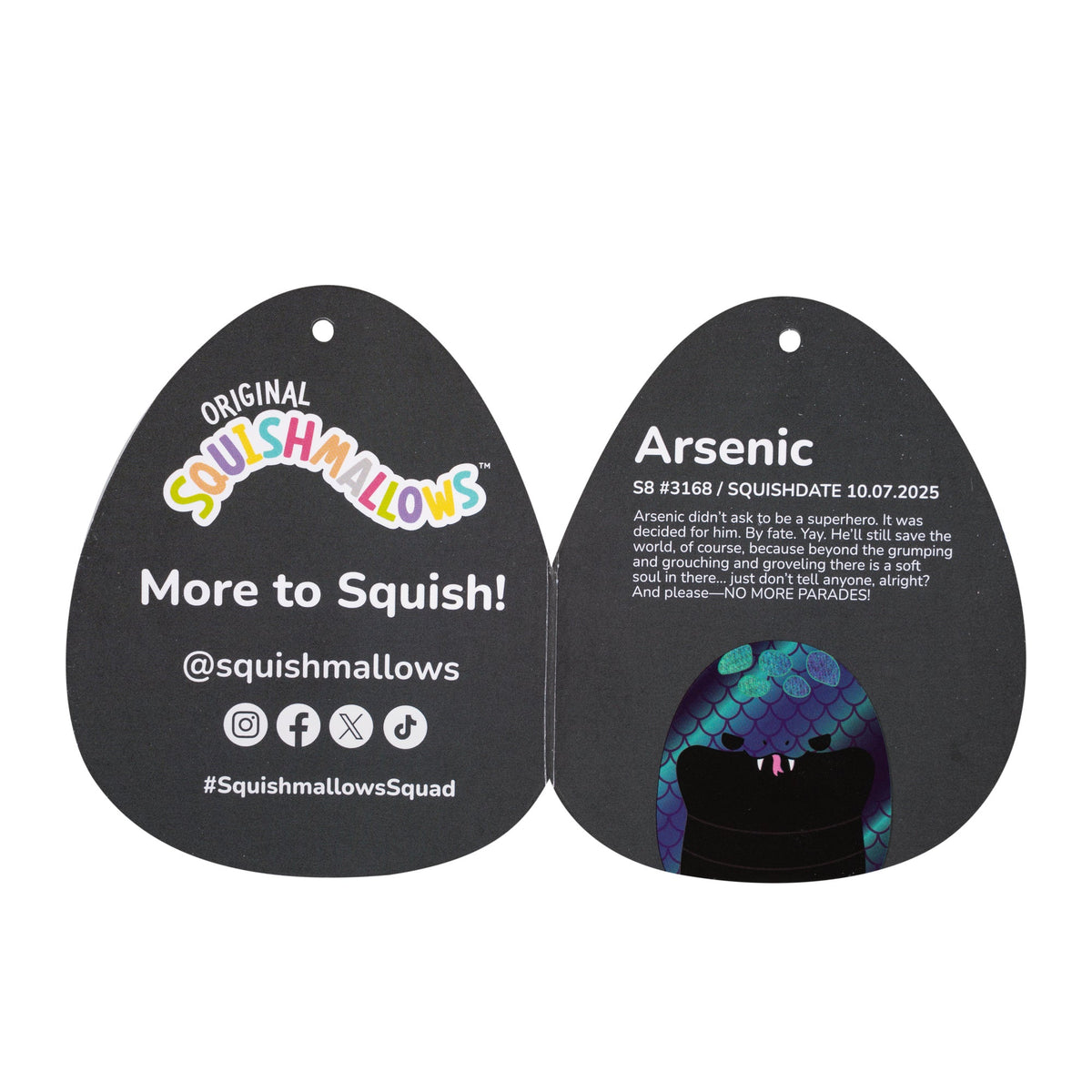 Squishmallows 8" Select Series Arsenic the Snake | Jazwares