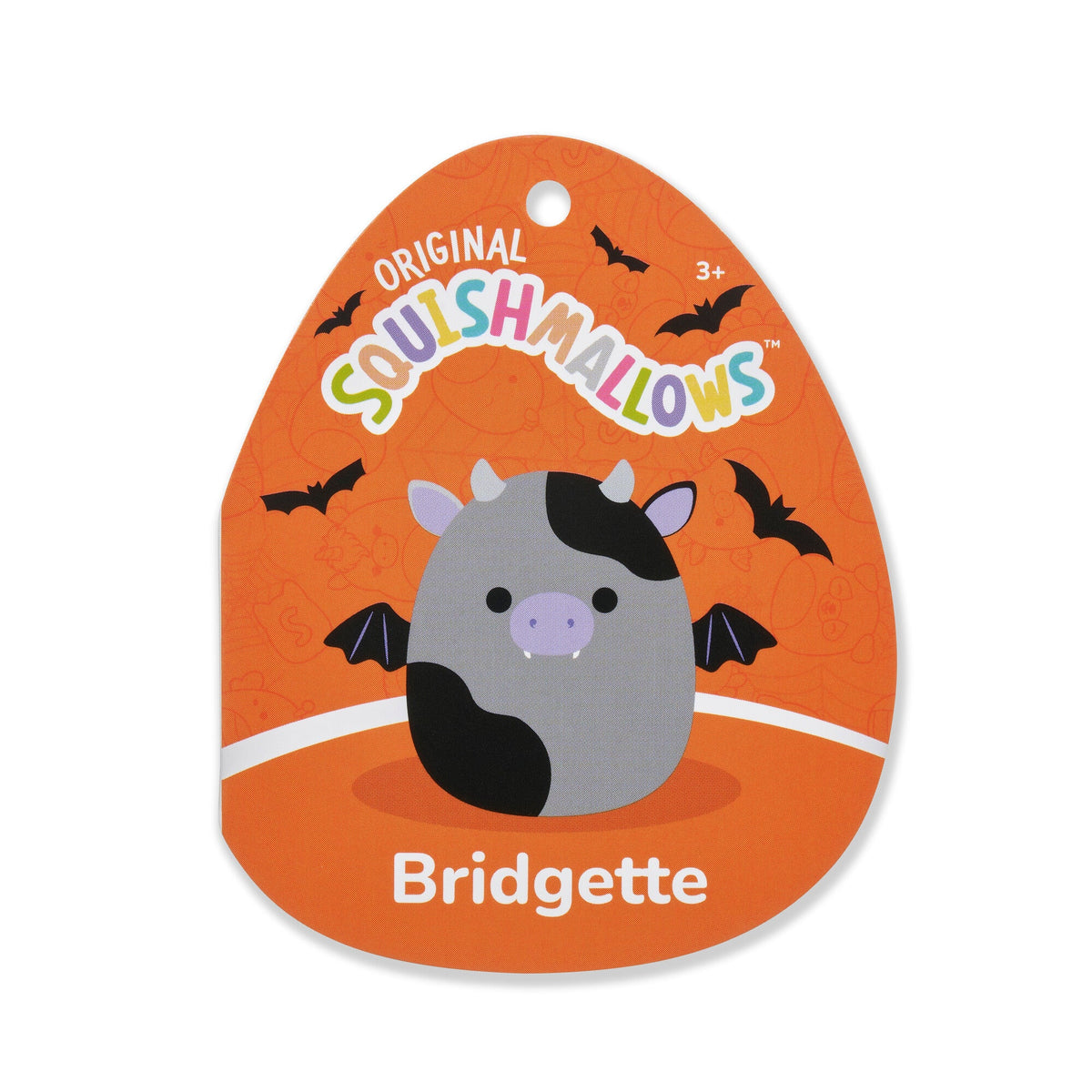 Squishmallows 12" Bridgette the Grey and Black Cow Bat | Jazwares