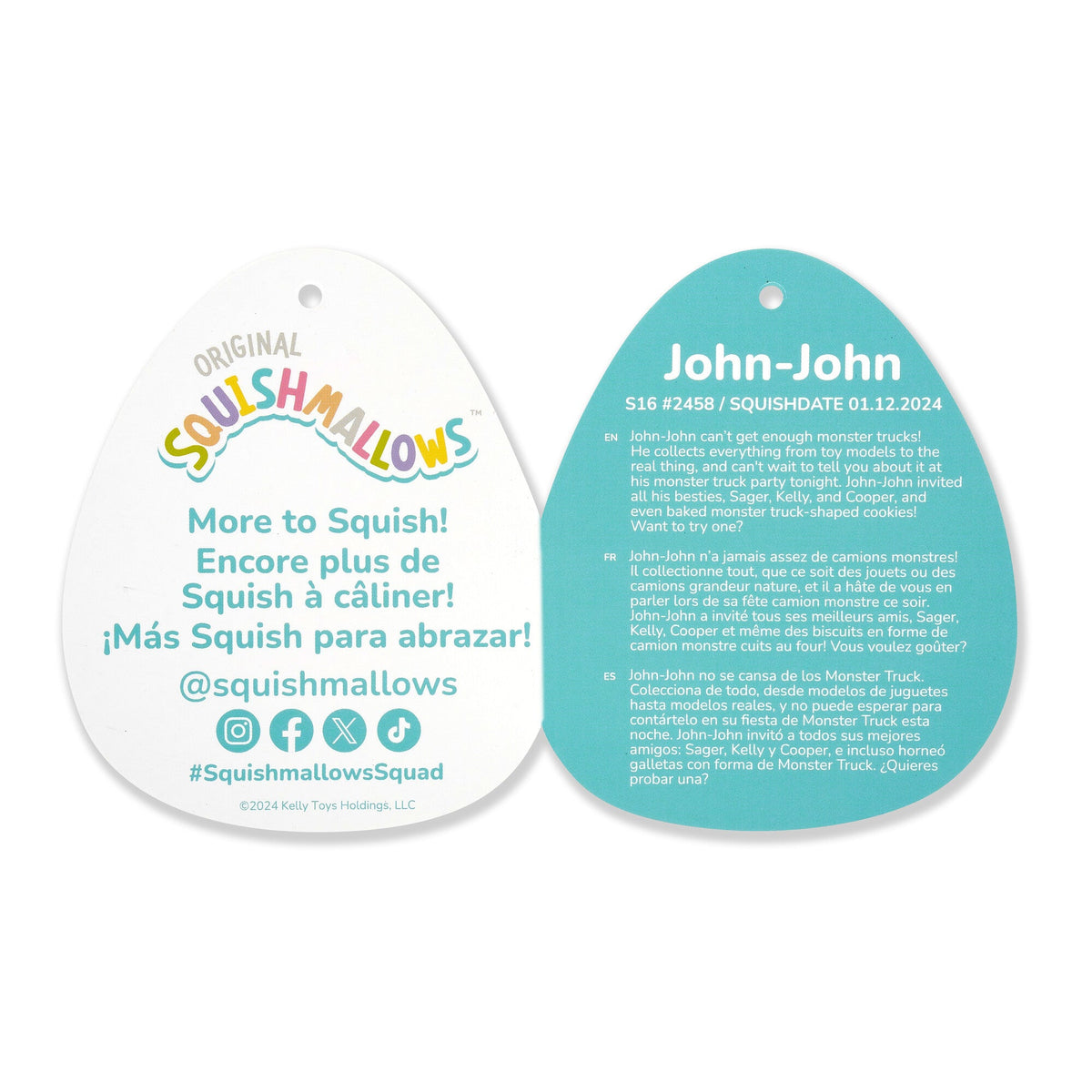 Squishmallows 16" John-John the Slate Blue Dino | Jazwares