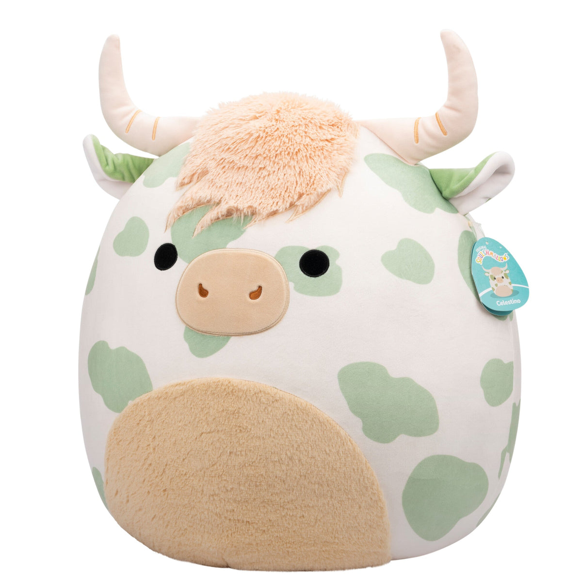 Squishmallows 20" Celestino the Sage Green Spotted Highland Cow | Jazwares