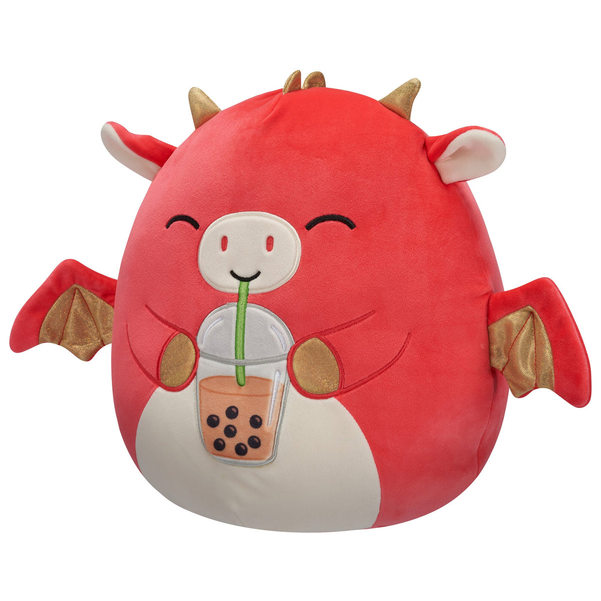 Squishmallows 12" Baiden the Red Dragon with Boba Drink | Jazwares