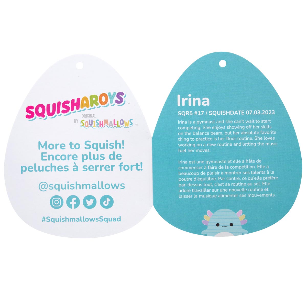 Squishmallows 8" Irina the Teal Corduroy Axolotl | Jazwares