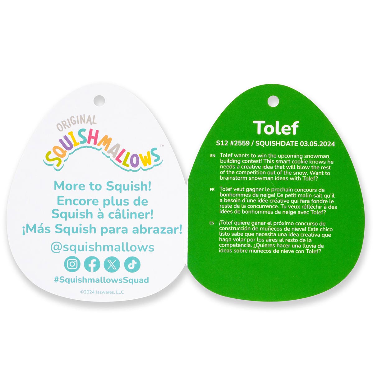 Squishmallows 12" Tolef The Cookie Bear | Jazwares