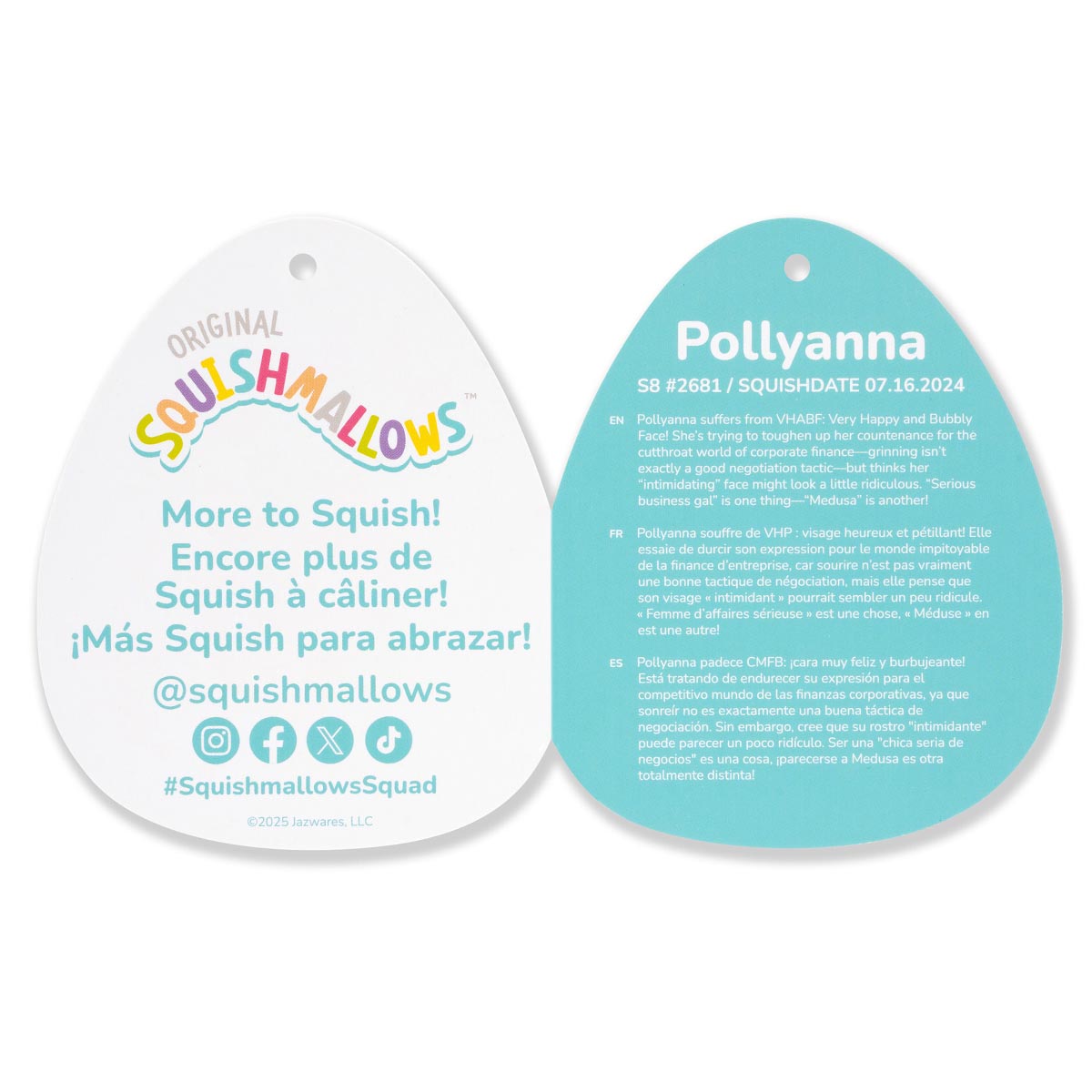 Squishmallows 8" Pollyanna the Black and Pink Cow | Jazwares