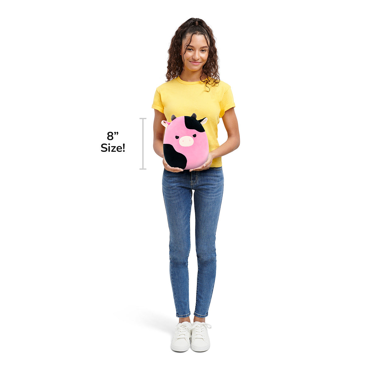 Squishmallows 8" Pollyanna the Black and Pink Cow | Jazwares