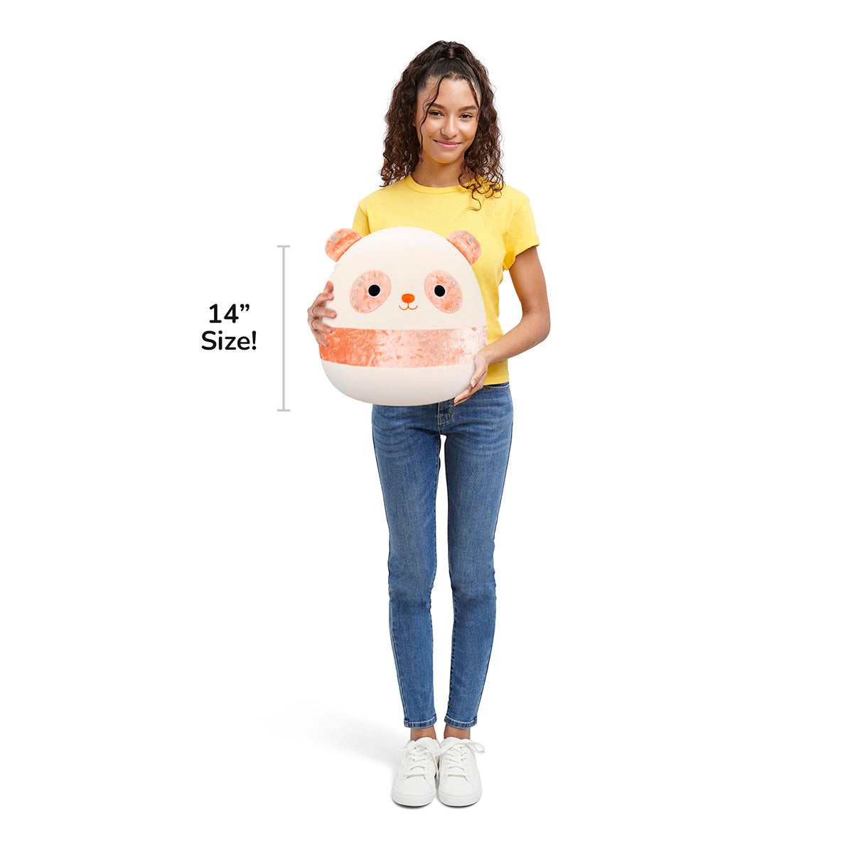 Squishmallows 14" Bee the Peach Velvet Panda | Jazwares